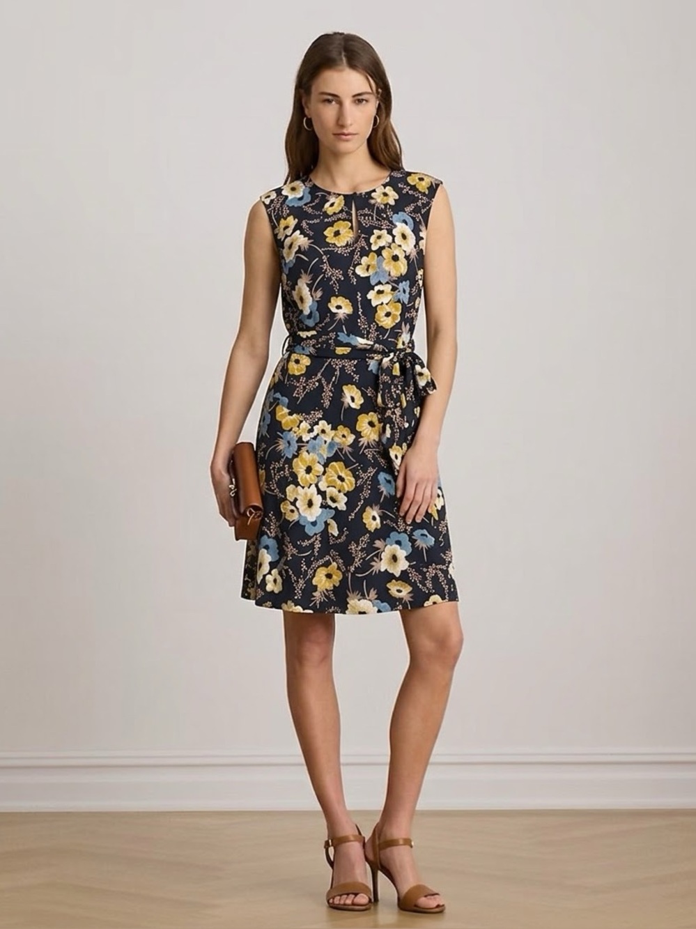 RALPH LAUREN Women's Sleeveless Floral A-line Mini Dress - Multicoloured, Sz 8